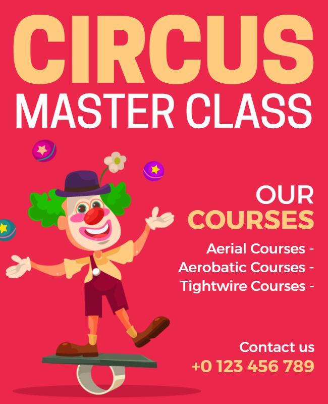 Vibrant Red Circus Master Class Course Offer Poster Template