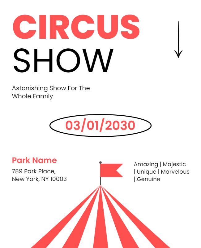 Vibrant Red Circus Show Family Entertainment Poster Template