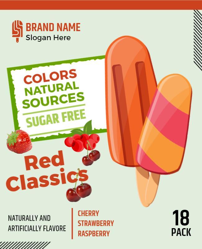 Vibrant Red Classic Fruit Popsicle Pack Poster Template