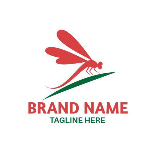 Vibrant Red Dragonfly Design Bringing Nature to Life Logo Template