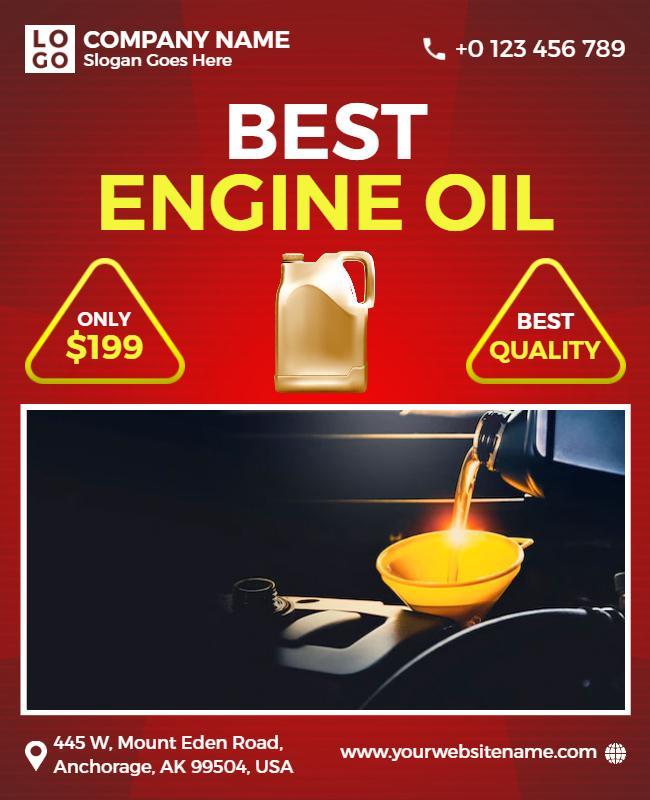 Vibrant Red Engine Oil Promotional Sale Poster Template