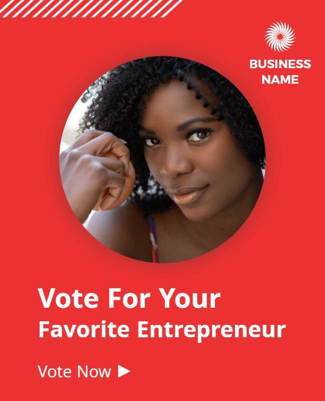 Vibrant Red Entrepreneur Voting Engagement Poster Template