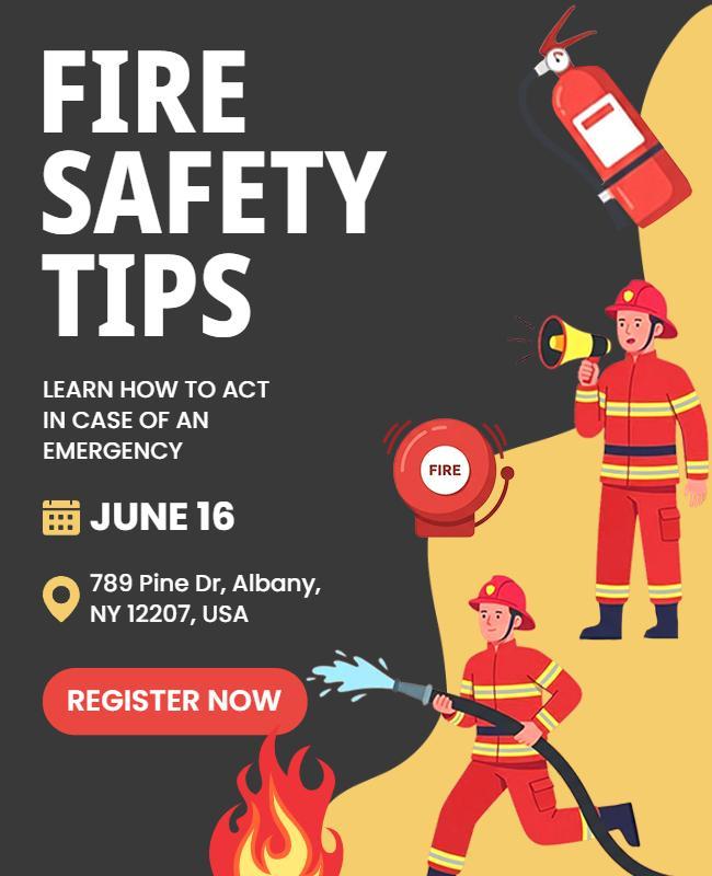 Vibrant Red Fire Safety Awareness Training Poster Template