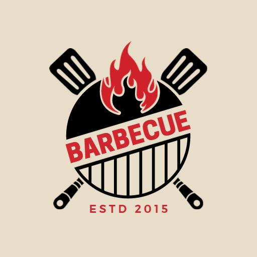Vibrant Red Flames Emanate from BBQ Grill for Barbecue Logo Template