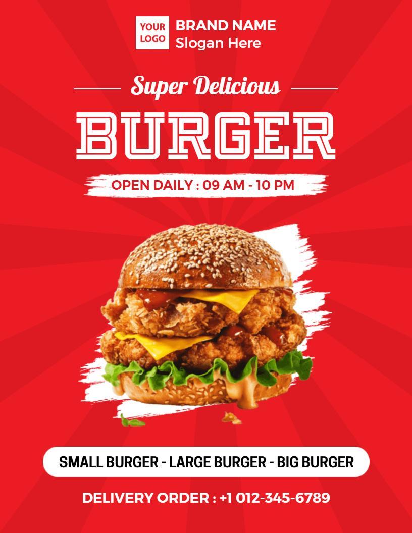 Vibrant Red Gourmet Burger Special Menu Template