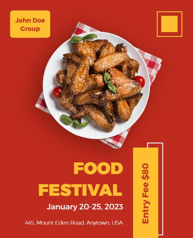 Vibrant Red Gourmet Food Festival Poster Template