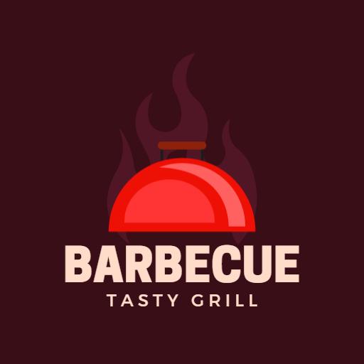 Vibrant Red Grill Design Representing Barbecue Delights Logo Template