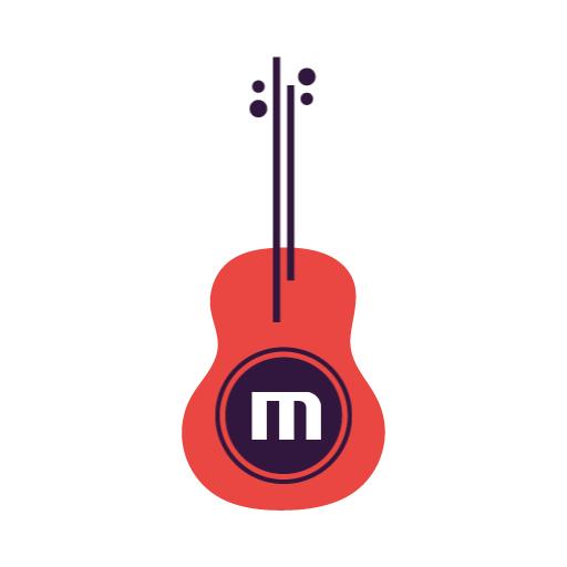 Vibrant Red Guitar Incorporating Stylish Alphabet Elements Logo Template