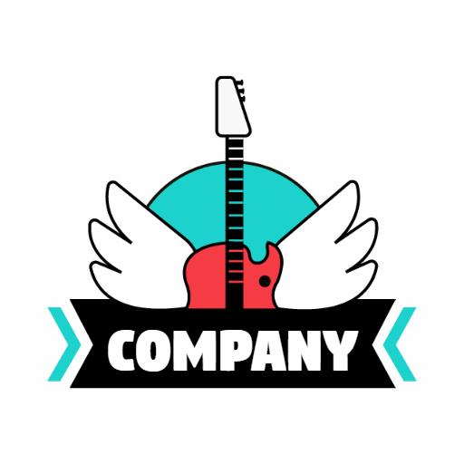 Vibrant Red Guitar with Wings Celebrating Rock Music Spirit Logo Template