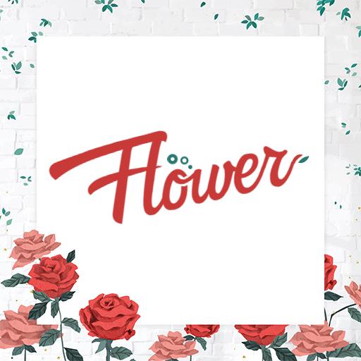 Vibrant Red Handwriting Design Featuring Flower Theme Logo Template