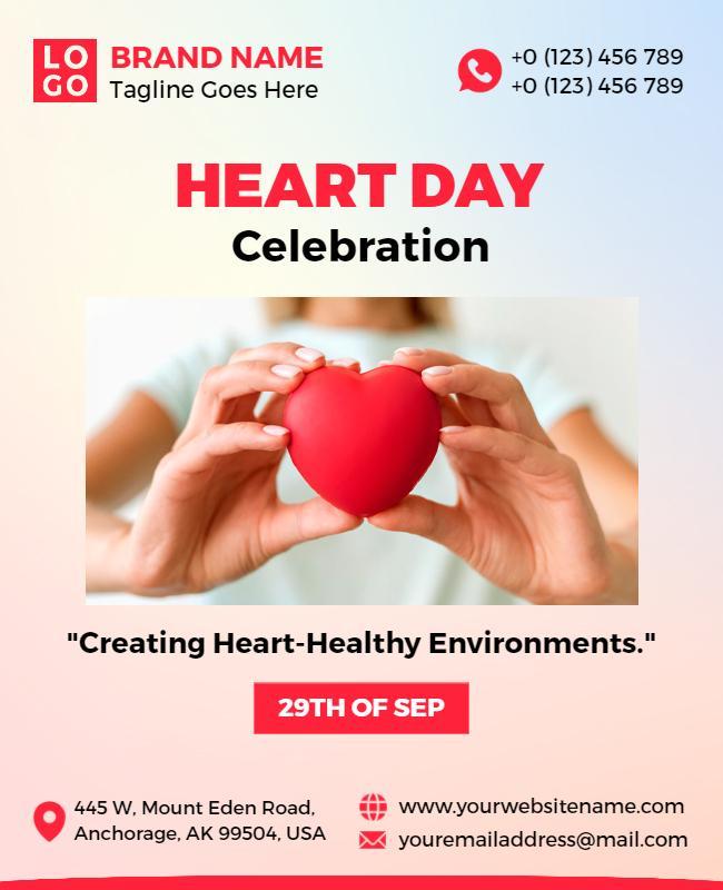 Vibrant Red Heart Day Celebration Event Poster Template