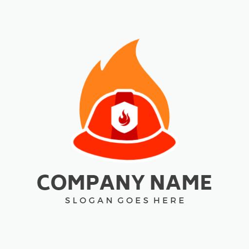Vibrant Red Helmet Design with Fire Element Logo Template