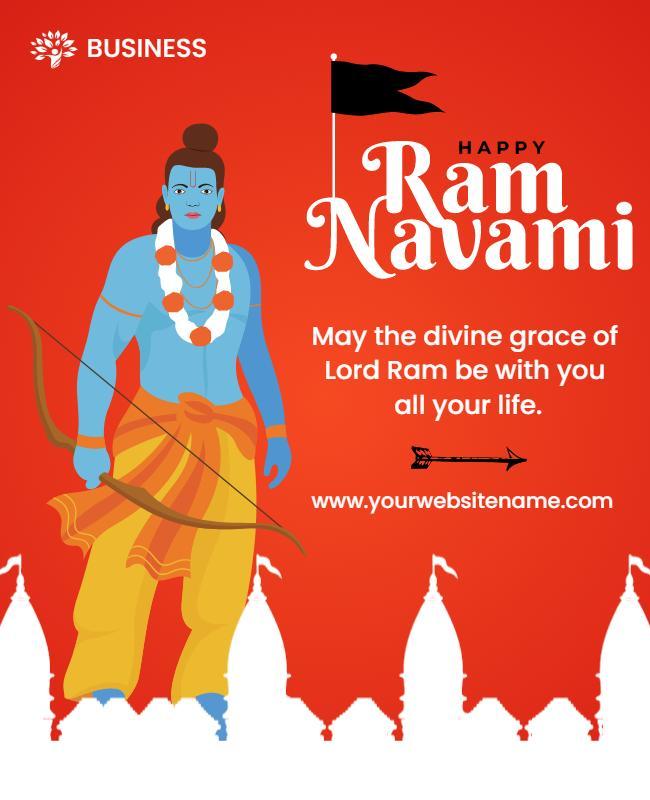 Vibrant Red Hindu Festival Ram Navami Celebration Poster Template