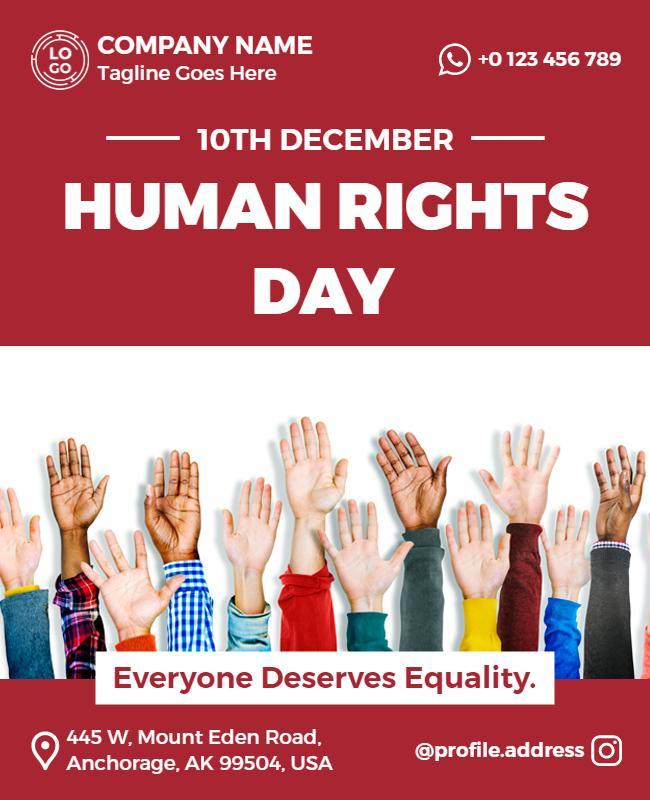 Vibrant Red Human Rights Day Awareness Poster Template