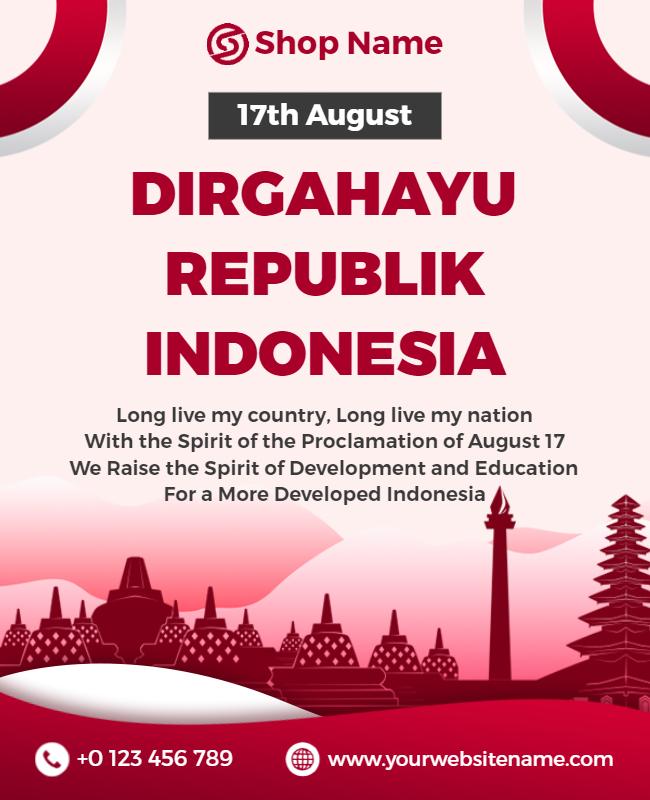 Vibrant Red Indonesia Independence Day Celebration Poster Template