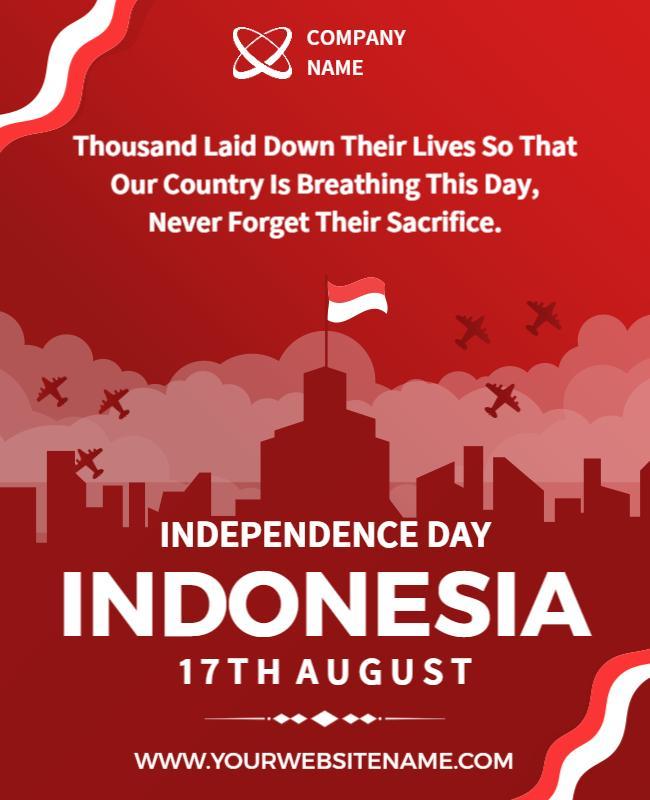 Vibrant Red Indonesian Independence Day Tribute Poster Template
