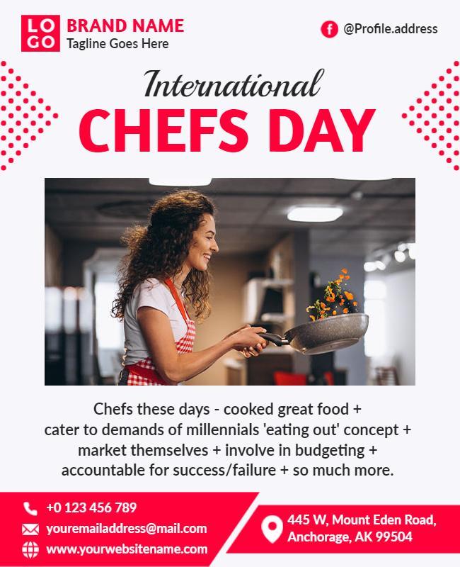 Vibrant Red International Chefs Day Celebration Poster Template