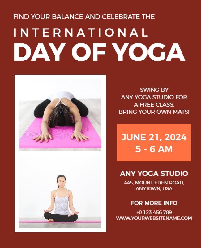 Vibrant Red International Day of Yoga Celebration Poster Template