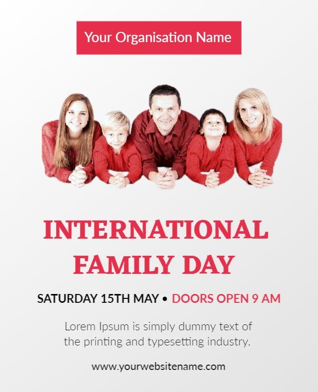 Vibrant Red International Family Day Celebration Flyer Template