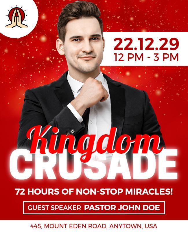 Vibrant Red Kingdom Crusade Miracle Event Flyer Template