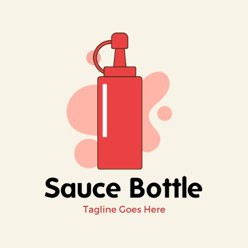 Vibrant Red Sauce Bottle Design Highlighting Flavorful Cuisine Logo Template