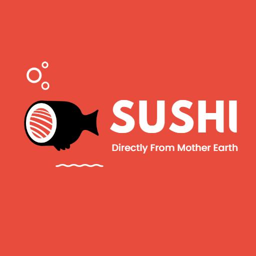 Vibrant Red Sushi Design Celebrating Ocean Freshness Logo Template