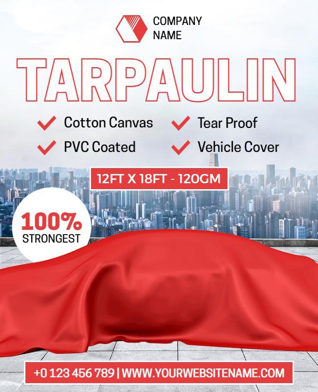 Vibrant Red Tarpaulin Vehicle Cover Display Poster Template