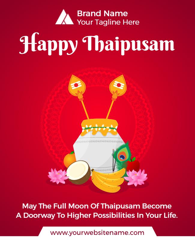 Vibrant Red Thaipusam Celebration Festival Poster Template