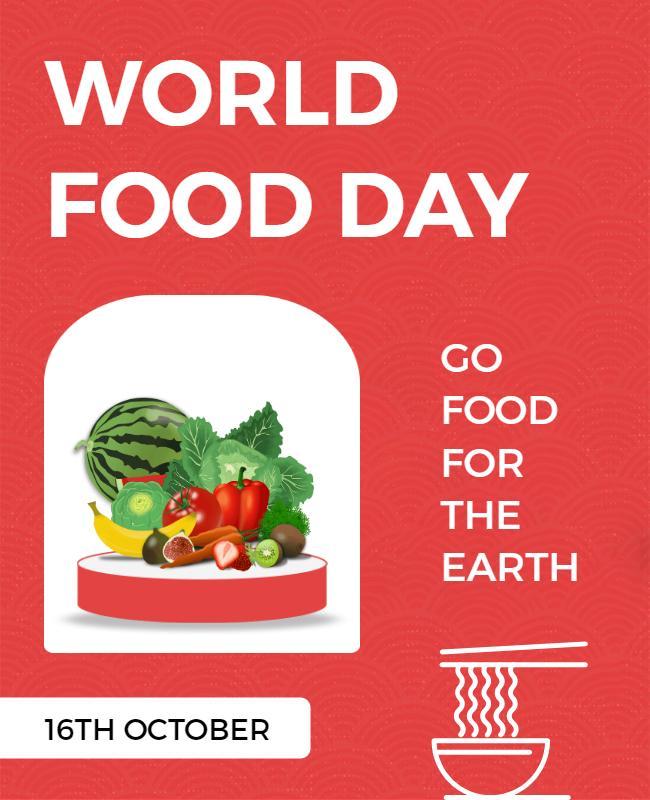 Vibrant Red World Food Day Celebration Poster Template