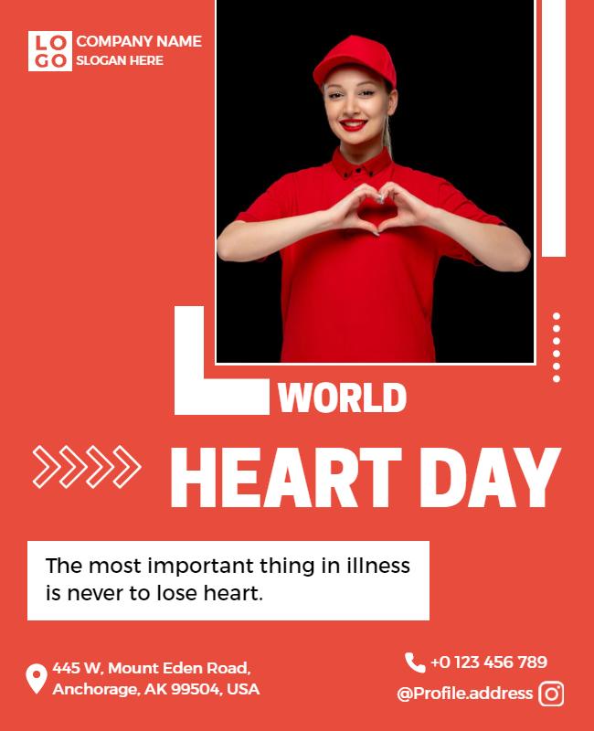 Vibrant Red World Heart Day Awareness Poster Template