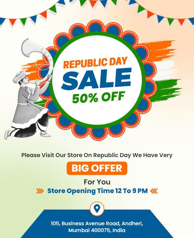 Vibrant Republic Day Sale Announcement Poster Template