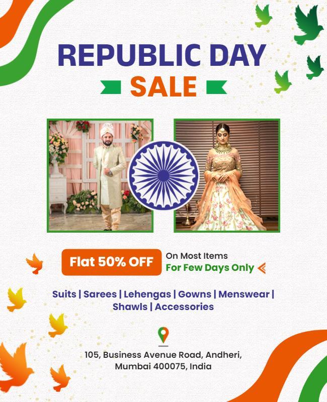 Vibrant Republic Day Sale Fashion Discount Poster Template