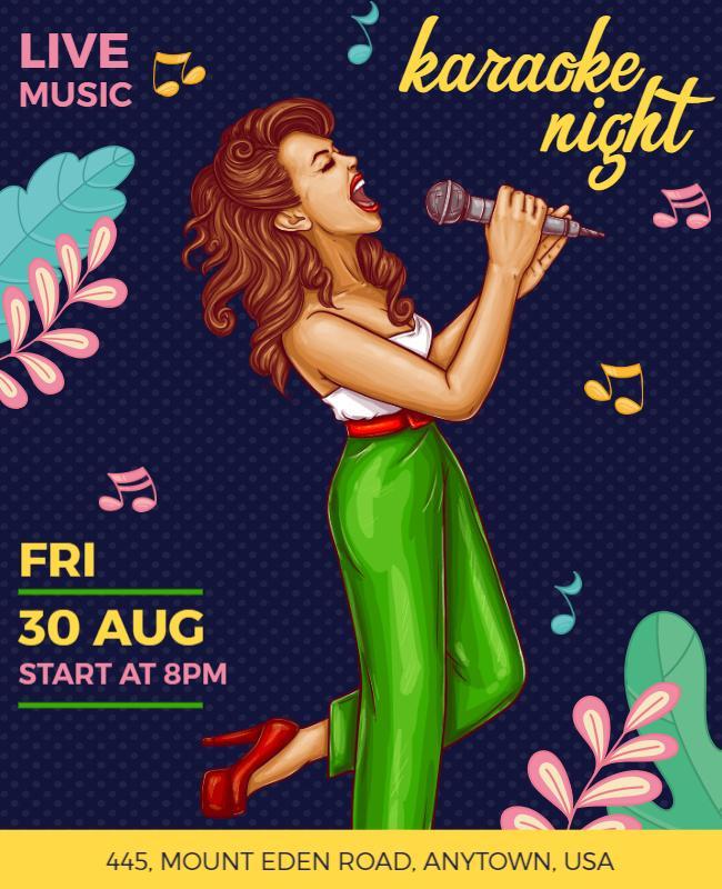 Vibrant Retro Karaoke Night Live Music Poster Template