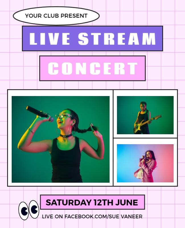 Vibrant Retro Live Stream Concert Poster Template