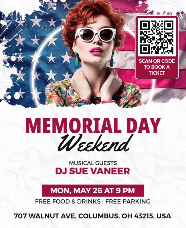 Vibrant Retro Memorial Day Weekend Celebration Poster Template