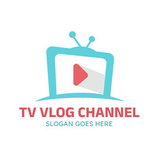 Vibrant Retro TV Design Showcasing Engaging Vlogger Content Logo Template