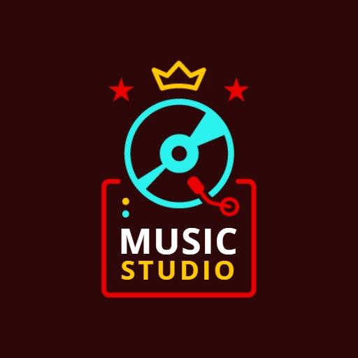 Vibrant Round Vinyl Record Design Celebrating Music Studio Logo Template