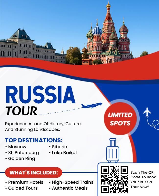 Vibrant Russian Landmarks Tour Promotion Flyer Template