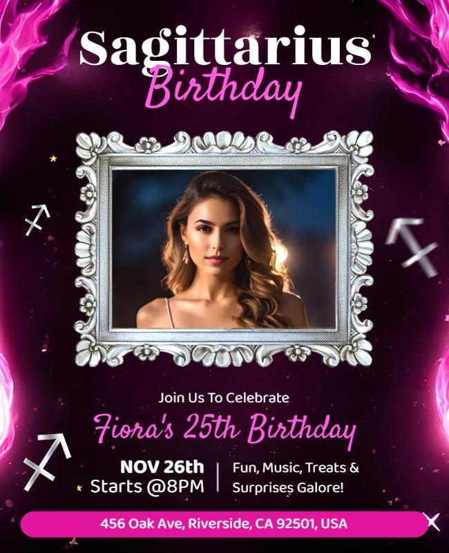 Vibrant Sagittarius Birthday Flyer Template