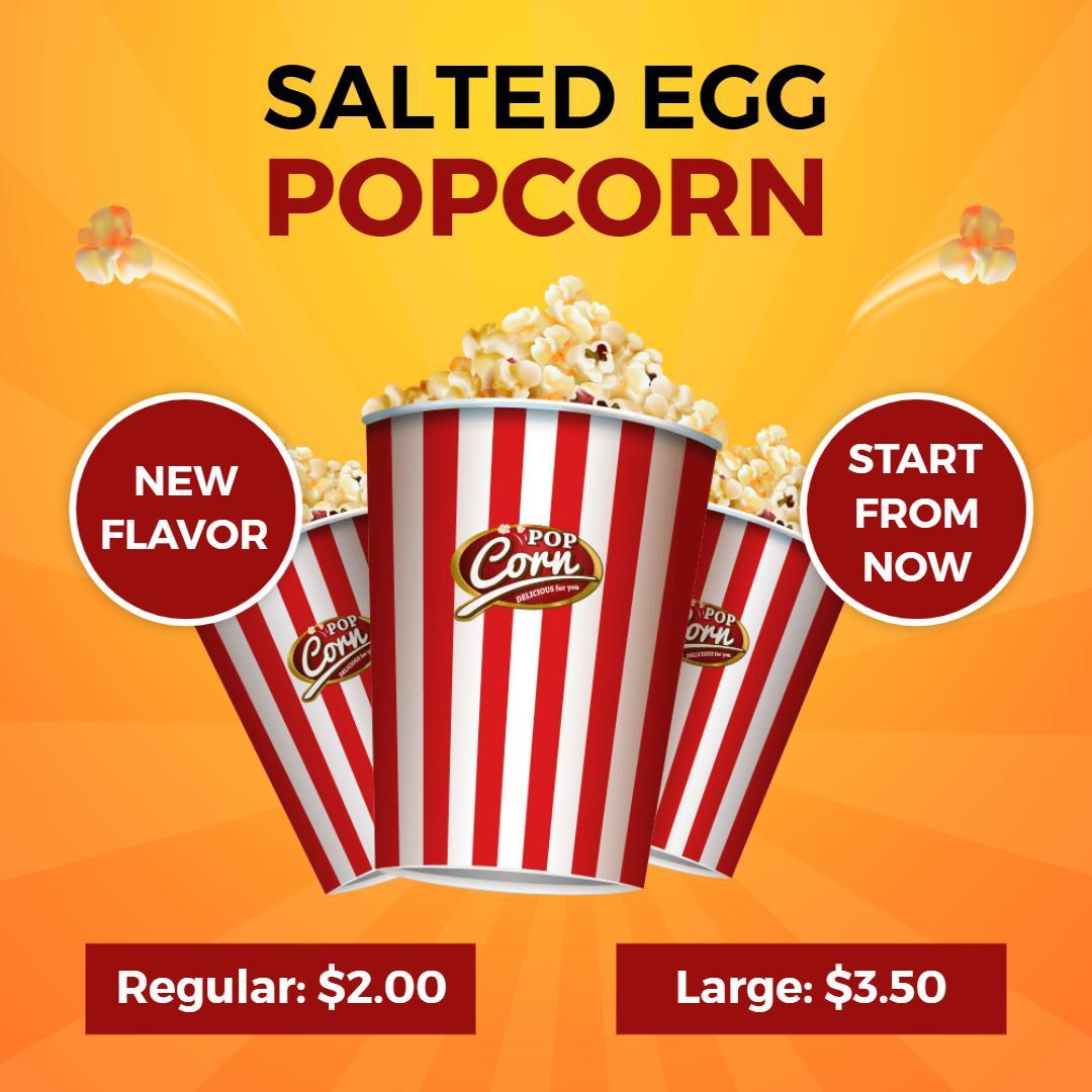 Vibrant Salted Egg Popcorn Flavor Promotion Ad Template