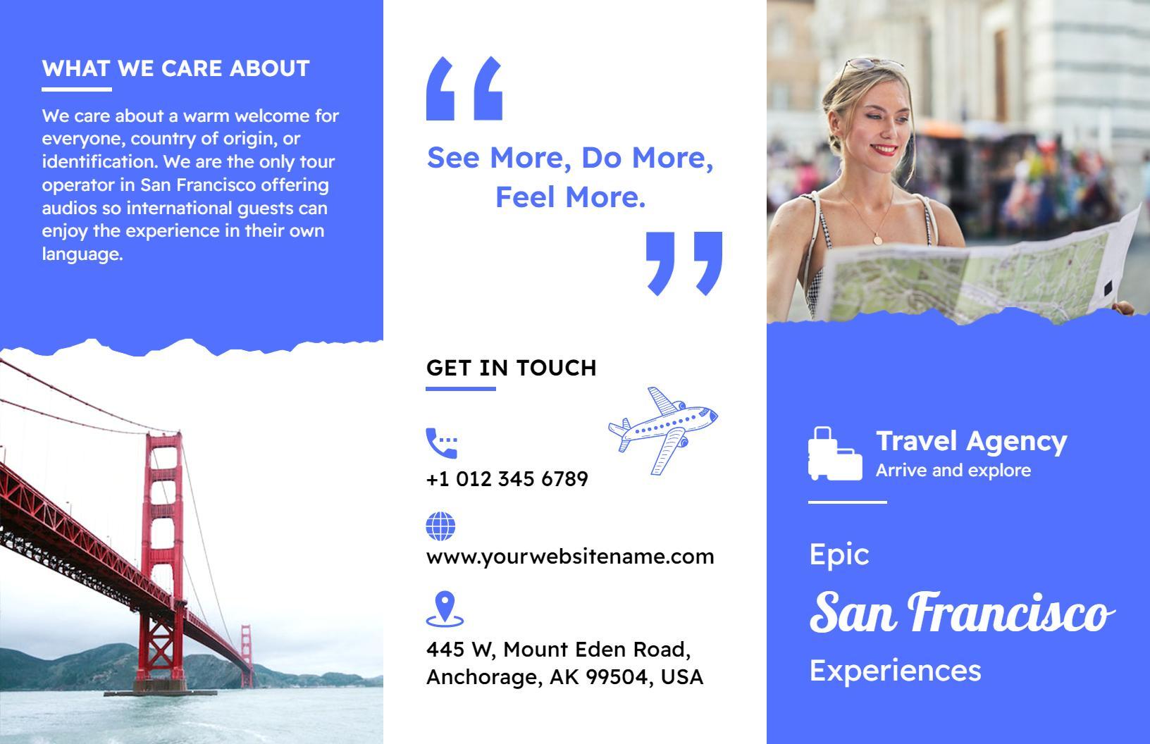 Vibrant San Francisco City Tour and Adventure Travel Brochure Template