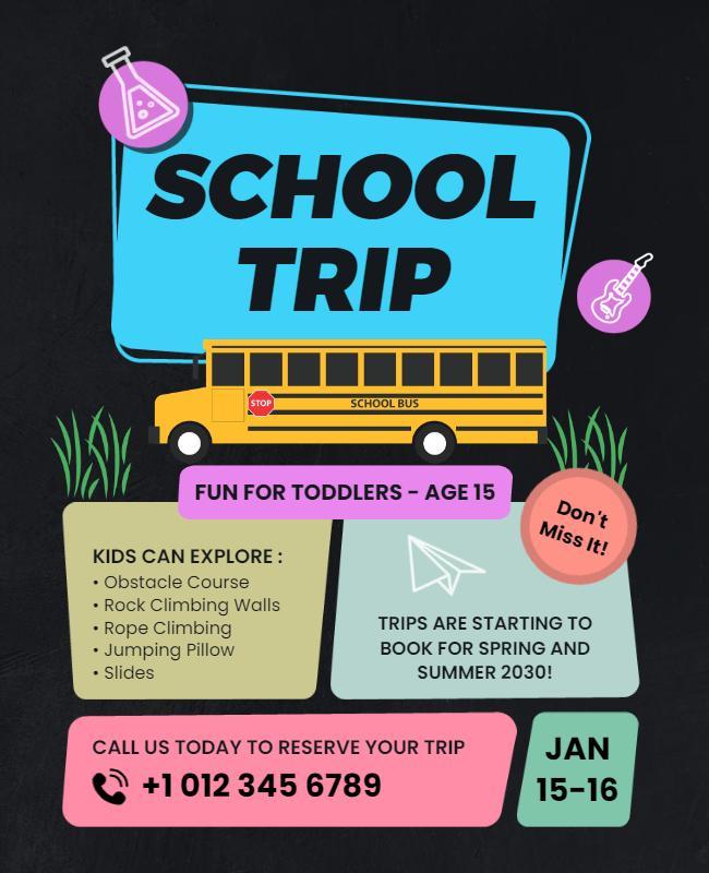 Vibrant School Trip Adventure for Kids Poster Template
