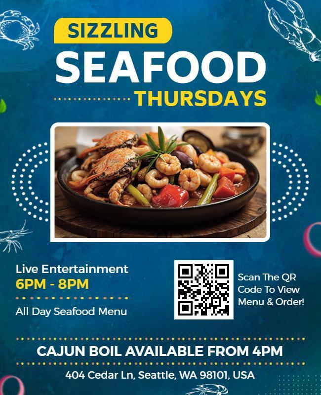 Vibrant Seafood Thursdays Event with Cajun Boil Flyer Template