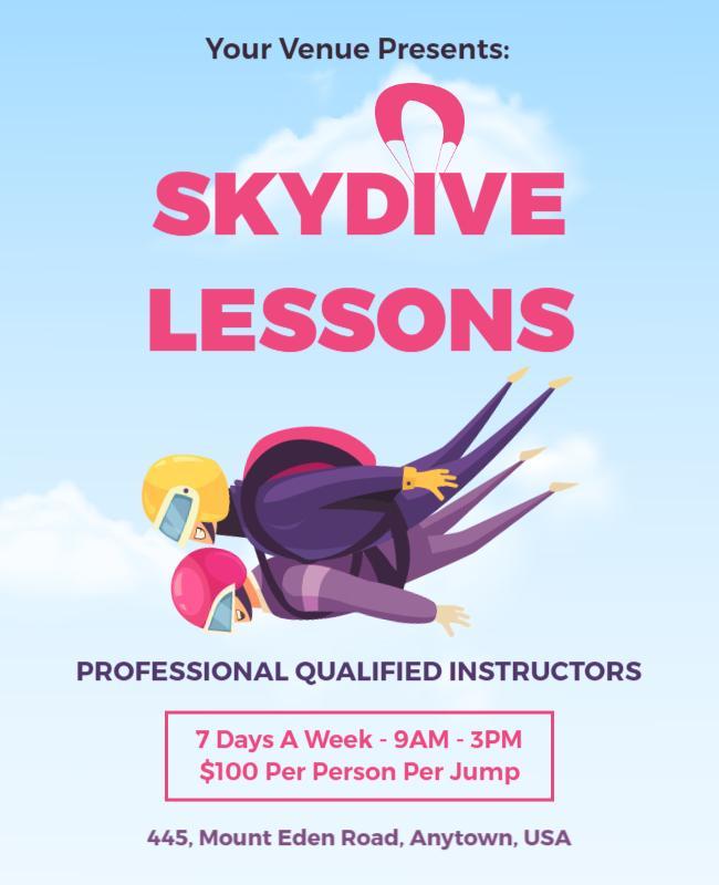 Vibrant Skydiving Adventure Lessons Poster Template