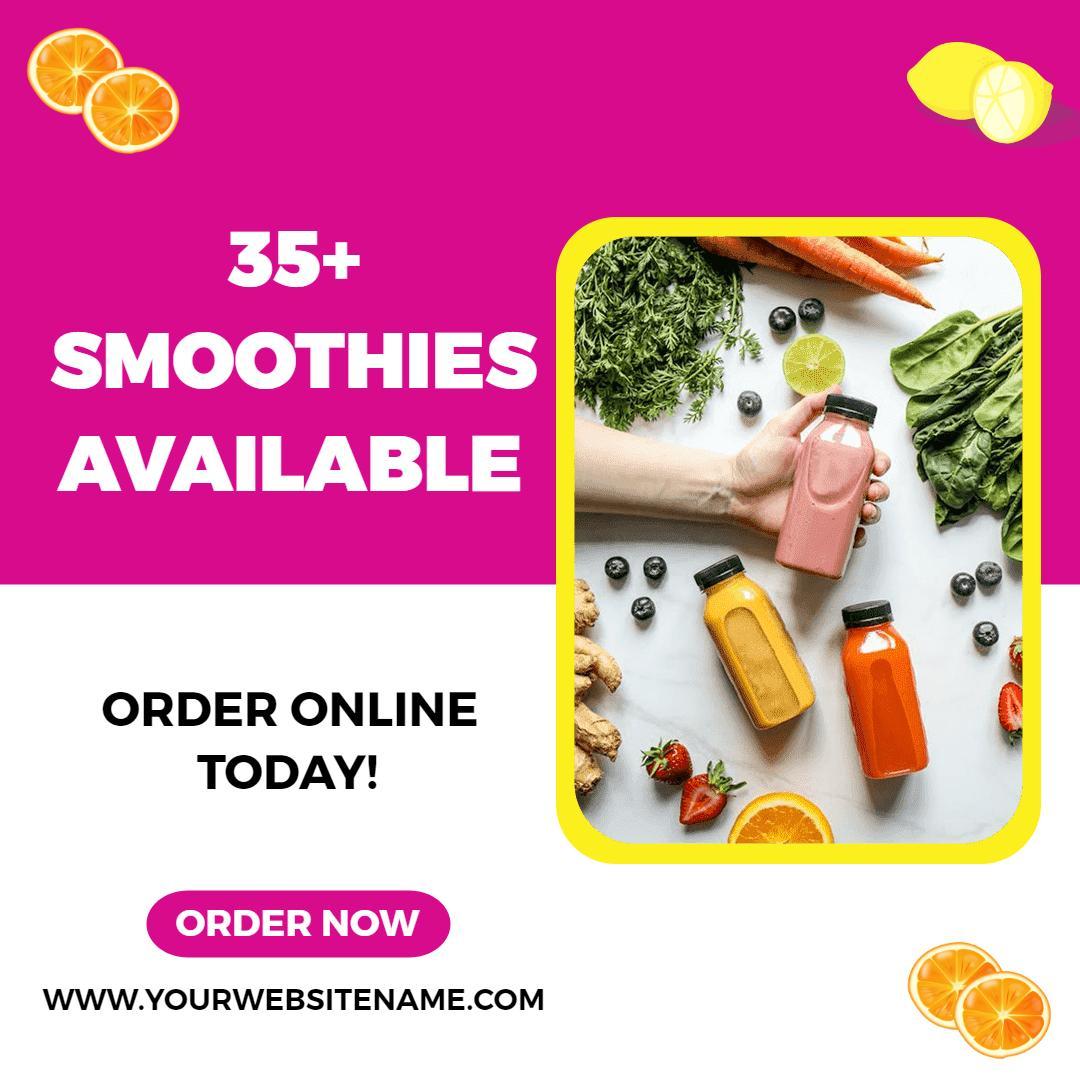 Vibrant Smoothies Selection with Fresh Ingredients Ad Template