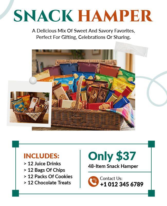 Vibrant Snack Hamper for Celebrations and Gifting Flyer Template