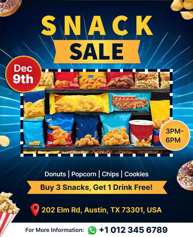 Vibrant Snack Sale with Colorful Treats and Offers Poster Template