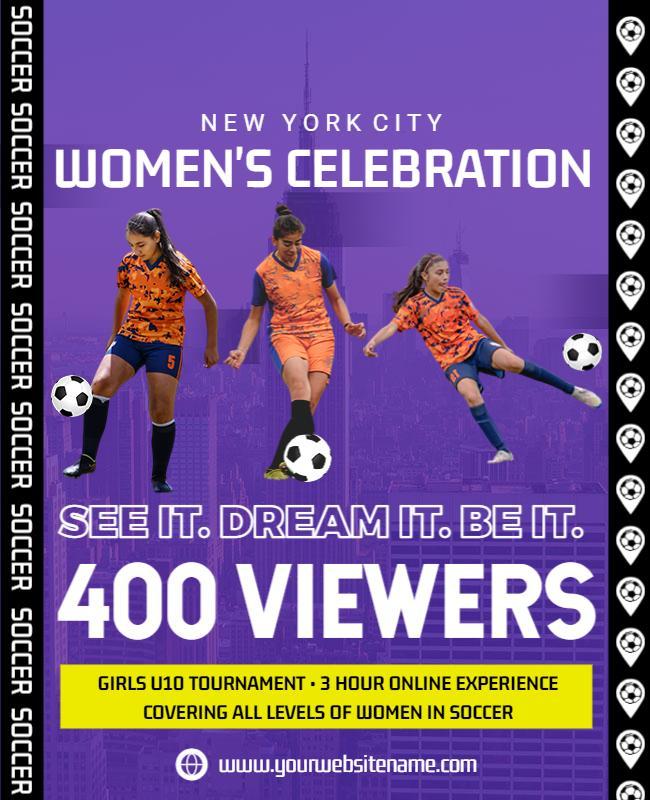 Vibrant Soccer Women's Celebration Tournament Poster Template