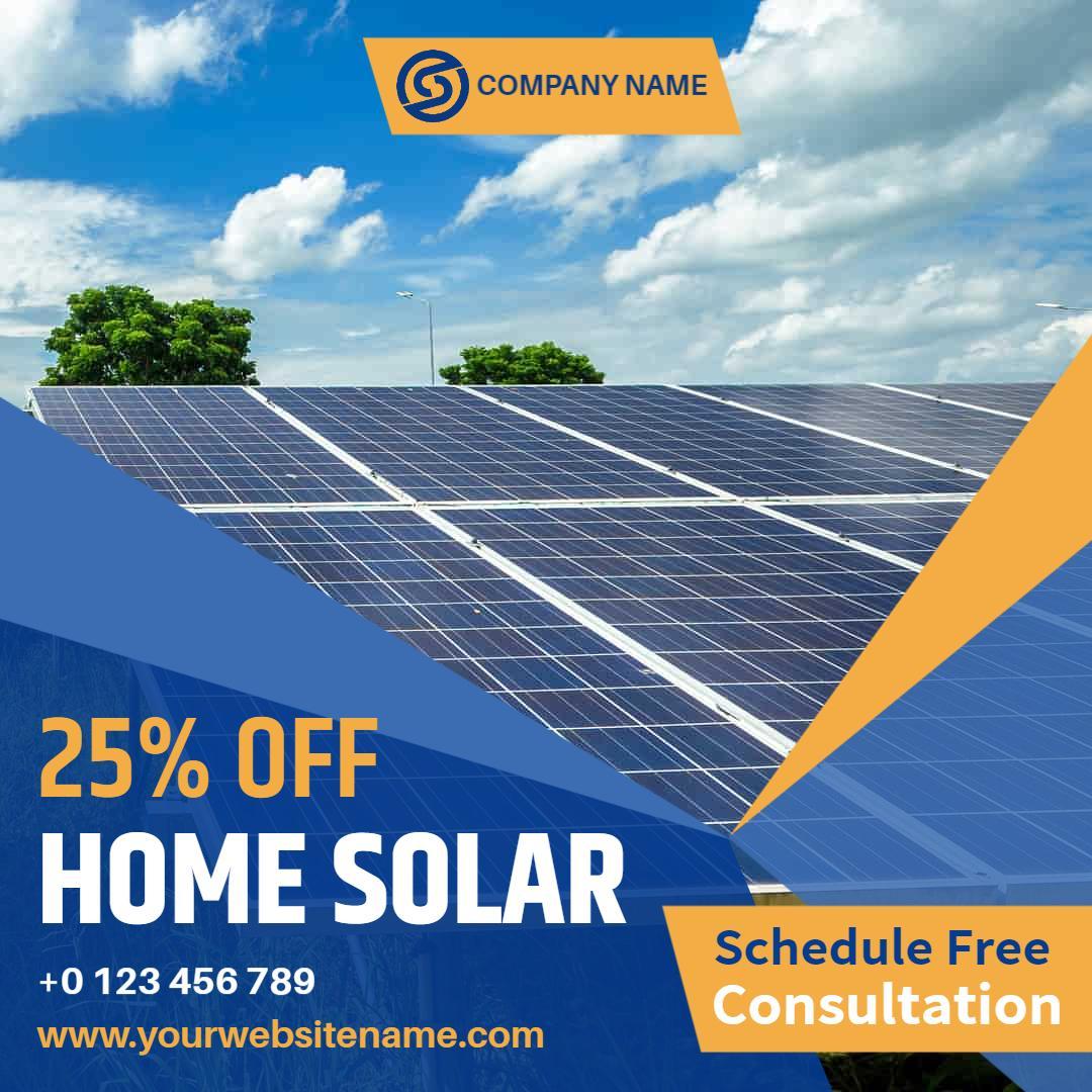 Vibrant Solar Panels Promotion for Home Solar Consultation Ad Template