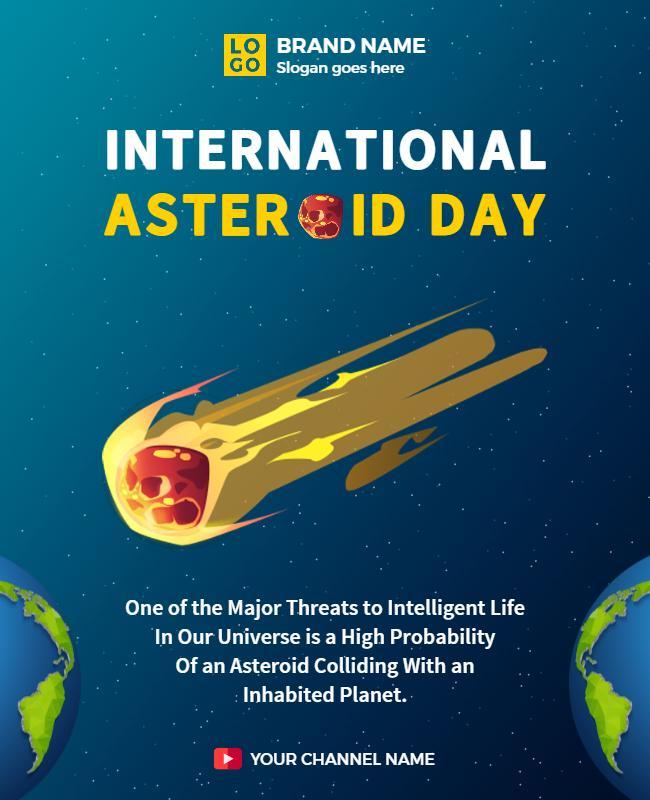 Vibrant Space-Themed International Asteroid Day Poster Template